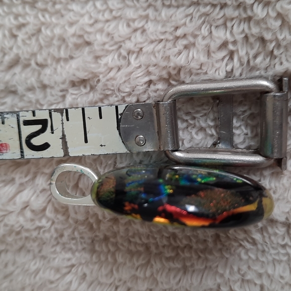 Artisan dichroic glass and silver slide pendant - Picture 2 of 4